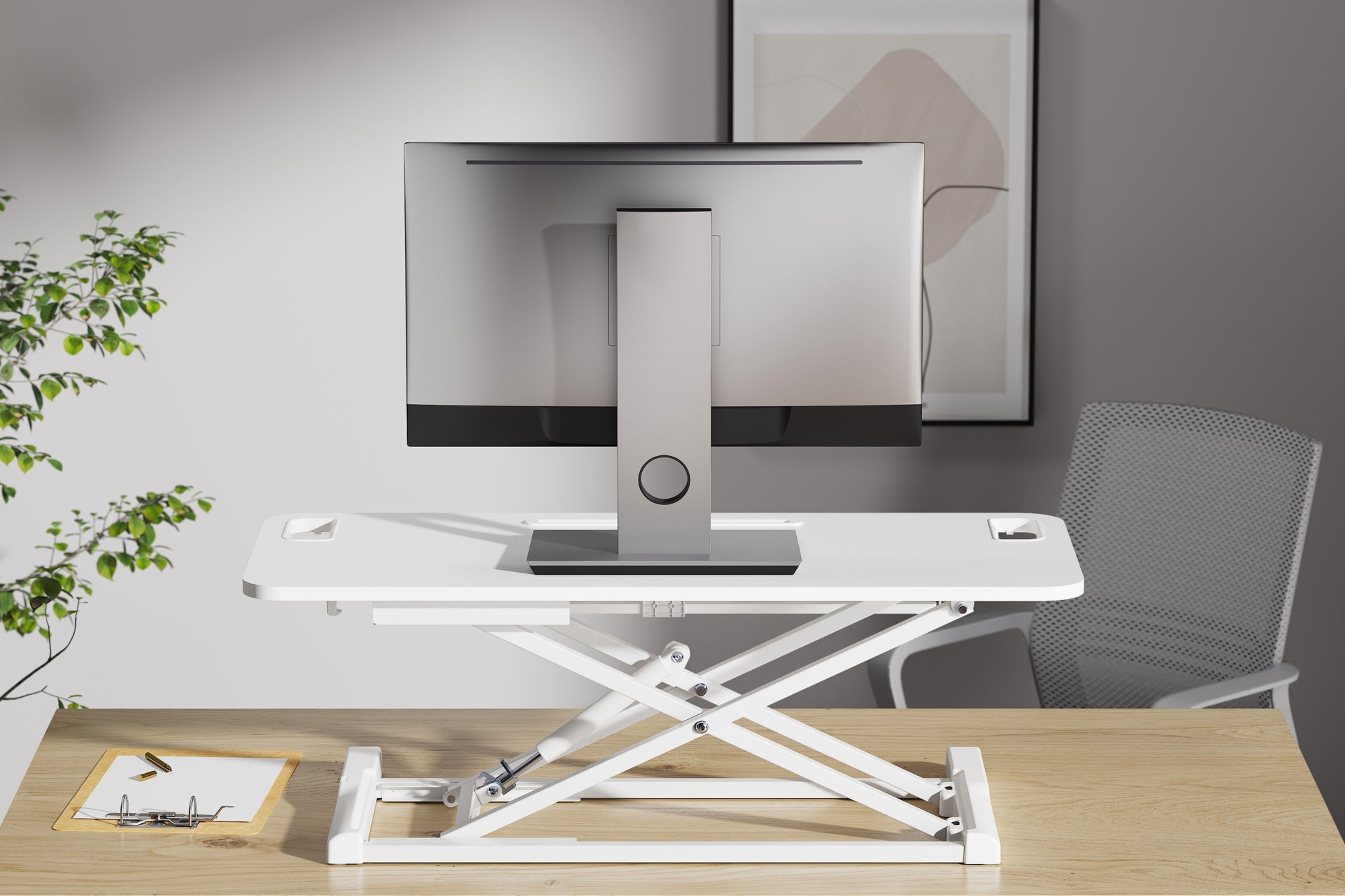 Ergolux Pro Height Adjustable Sit Stand Desk Riser 95cm (White)