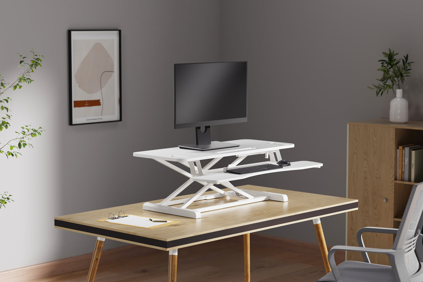 Ergolux Pro Height Adjustable Sit Stand Desk Riser 95cm (White)