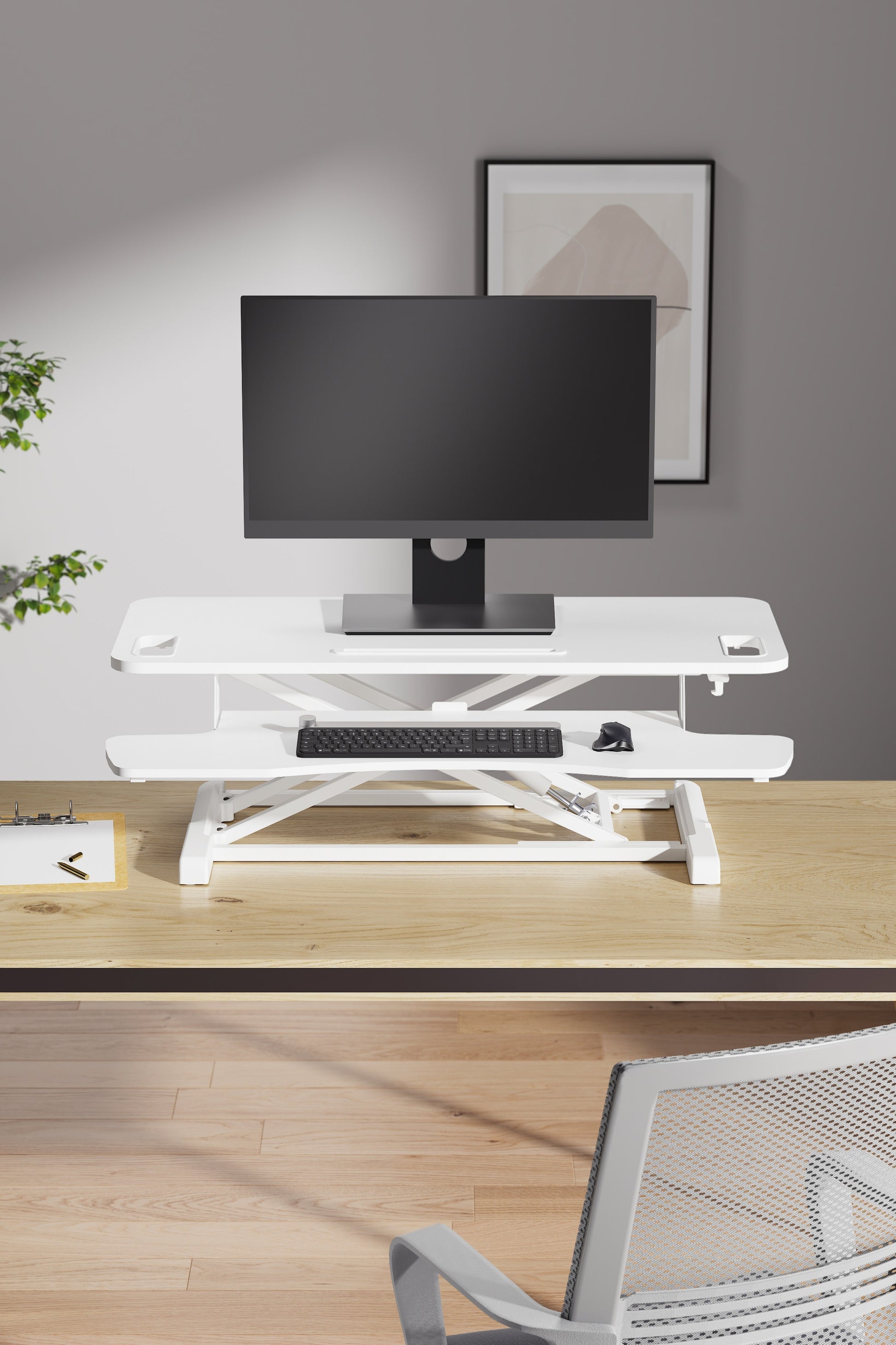 Ergolux Pro Height Adjustable Sit Stand Desk Riser 95cm (White)