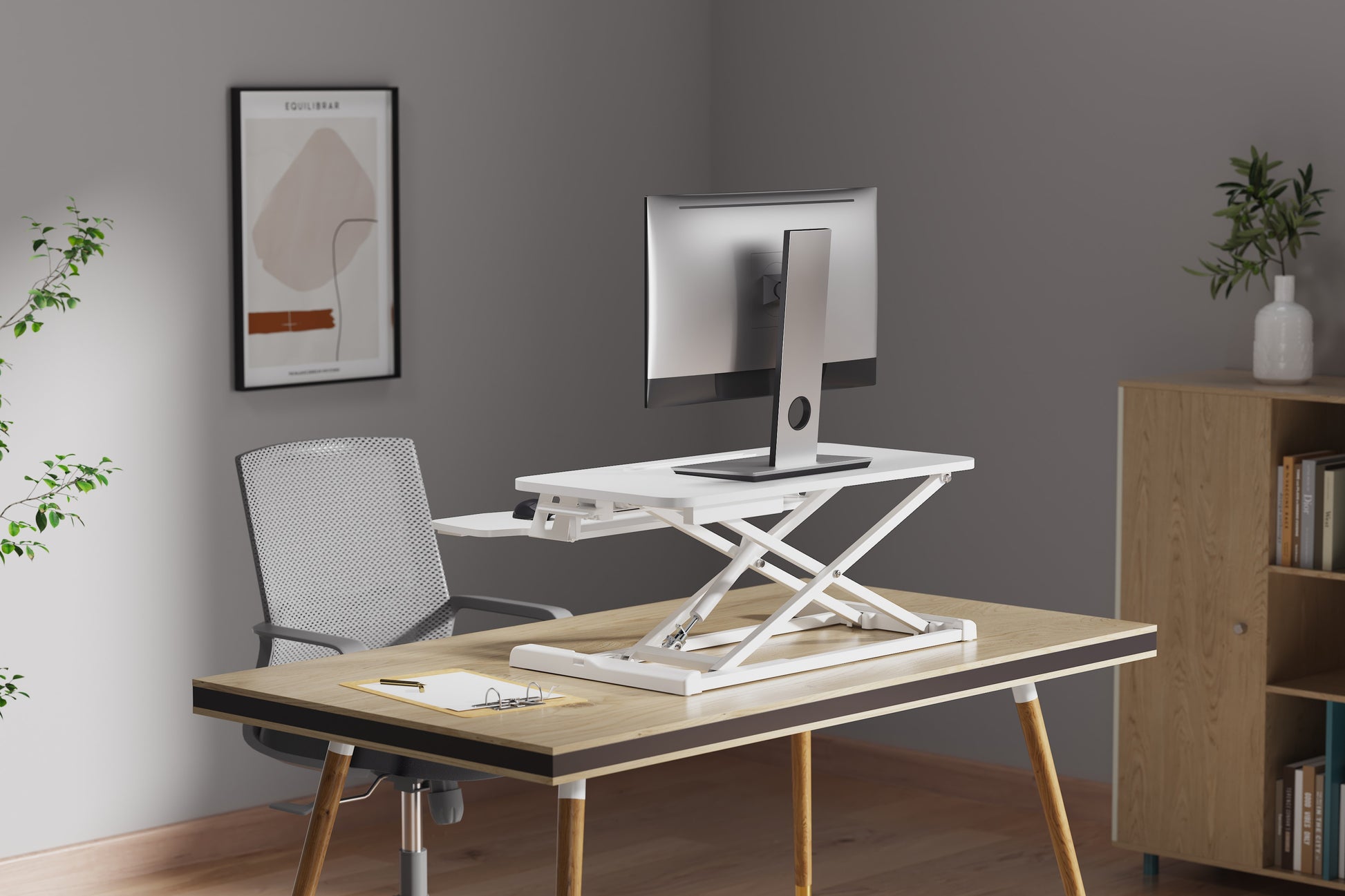 Ergolux Pro Height Adjustable Sit Stand Desk Riser 80cm (White)