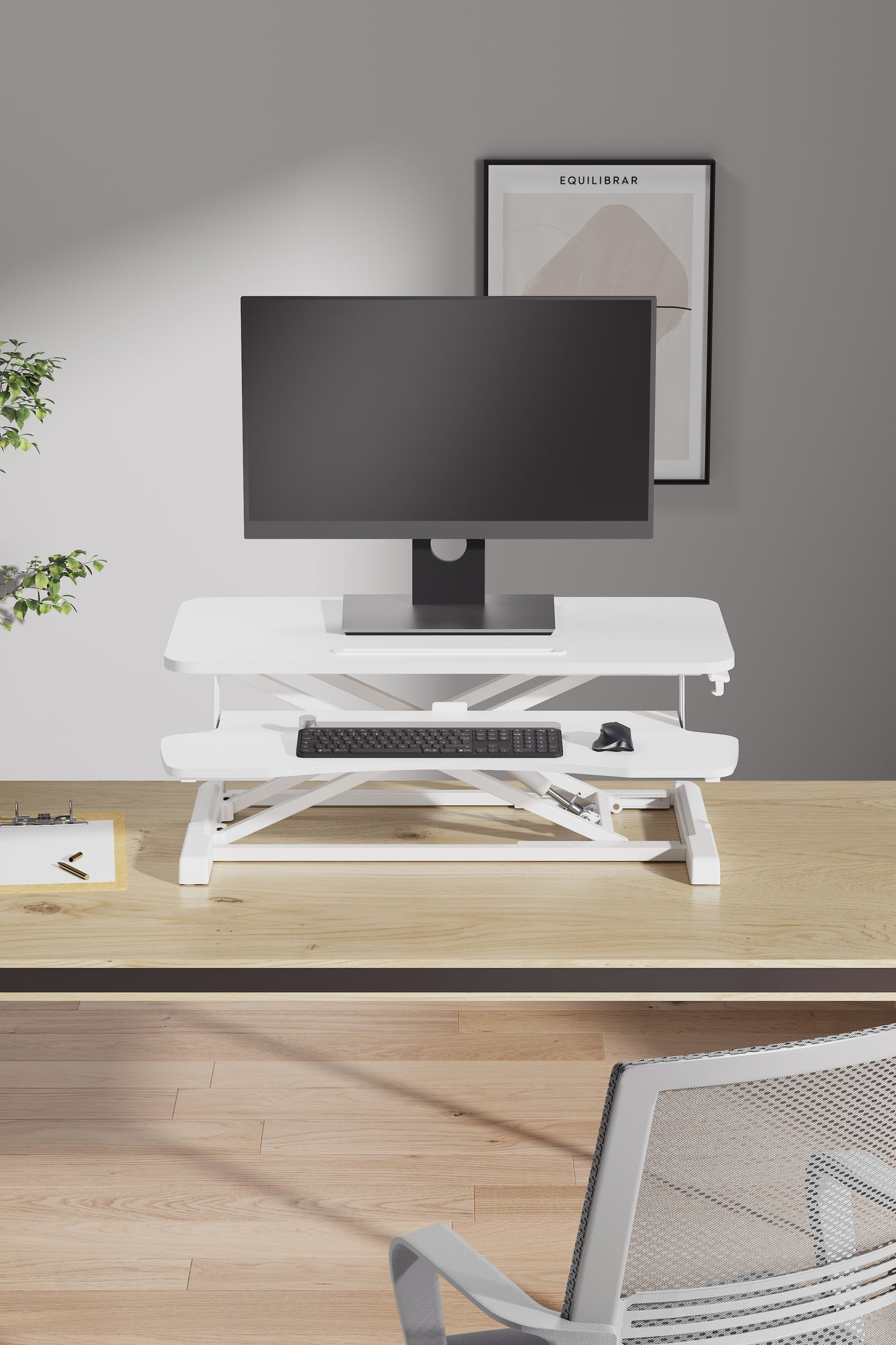 Ergolux Pro Height Adjustable Sit Stand Desk Riser 80cm (White)