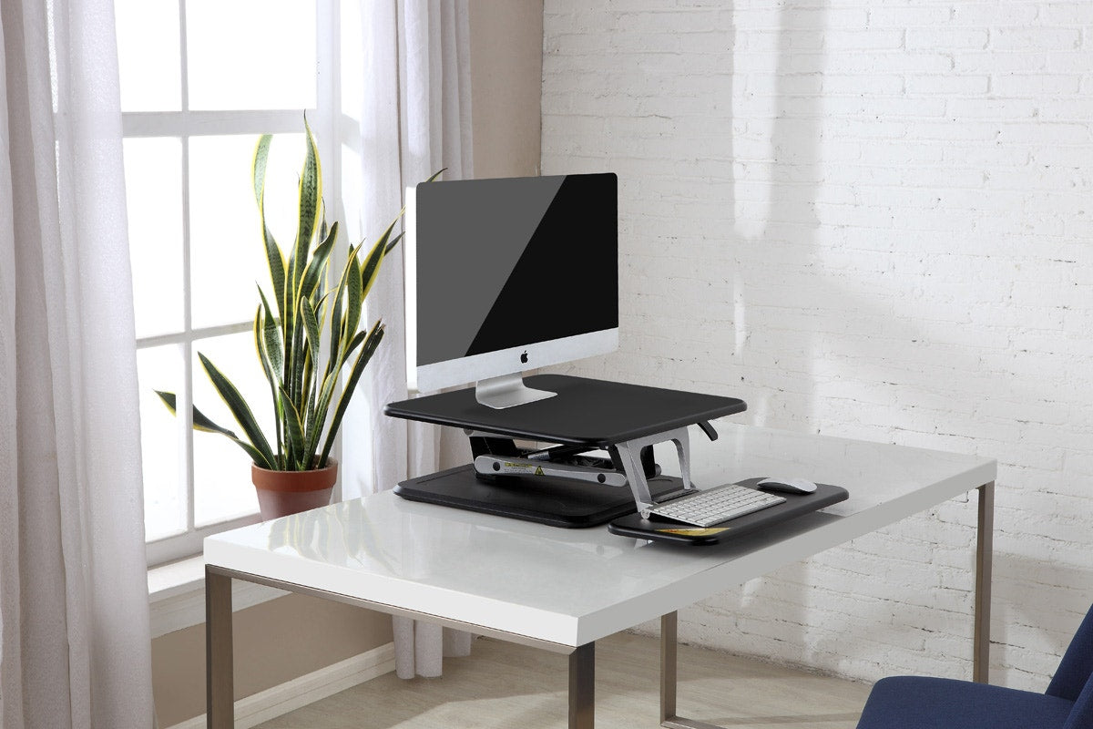 Ergolux Lite Height Adjustable Sit Stand Desk Riser (Small, Black)