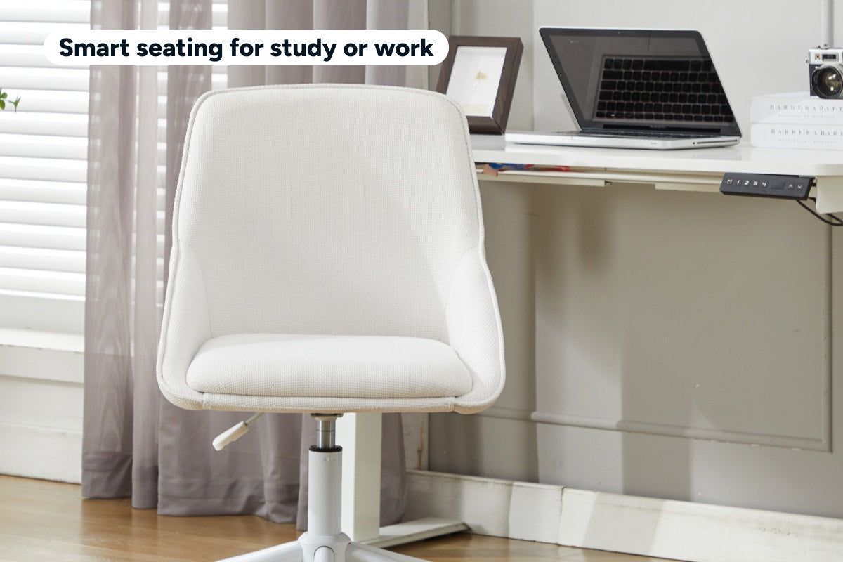 Ergolux Daisy Linen Office Chair (Beige/White)
