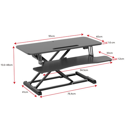 Ergolux EZ Pro Electric Height Adjustable Sit Stand Desk Riser 95cm (Black)