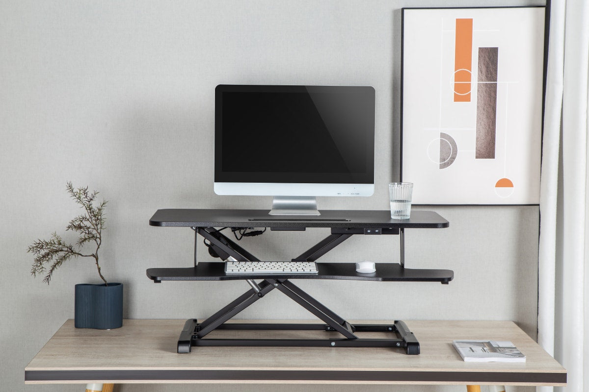 Ergolux EZ Pro Electric Height Adjustable Sit Stand Desk Riser 95cm (Black)