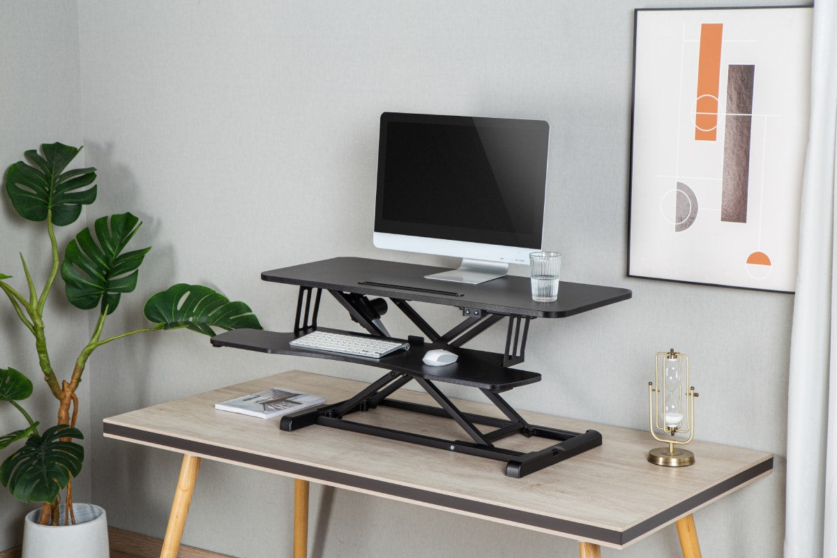 Ergolux EZ Pro Electric Height Adjustable Sit Stand Desk Riser 95cm (Black)