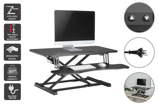 Ergolux EZ Pro Electric Height Adjustable Sit Stand Desk Riser 95cm (Black)