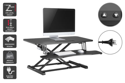 Ergolux EZ Pro Electric Height Adjustable Sit Stand Desk Riser 95cm (Black)