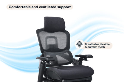 Ergolux Elite Ergonomic Foam Office Chair with Footrest (Black)