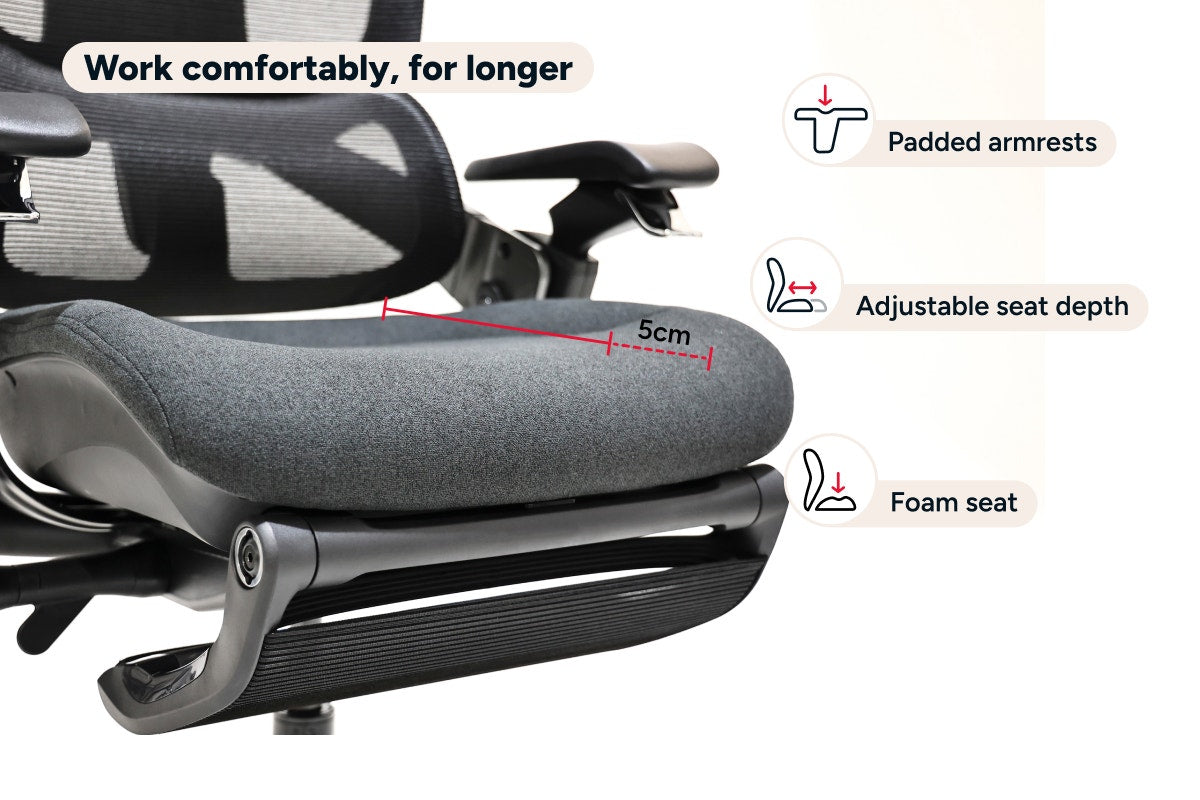 Ergolux Elite Ergonomic Foam Office Chair with Footrest (Black)