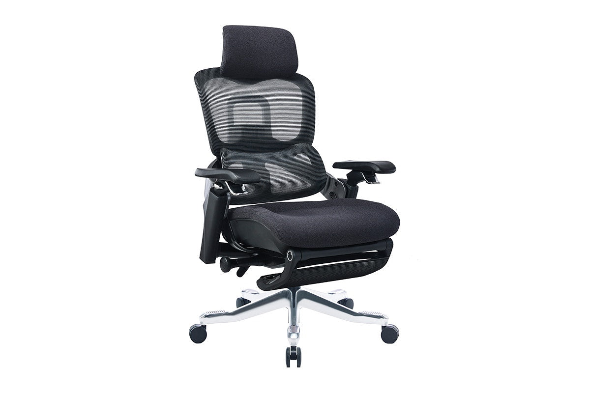 Ergolux Elite Ergonomic Foam Office Chair with Footrest (Black)