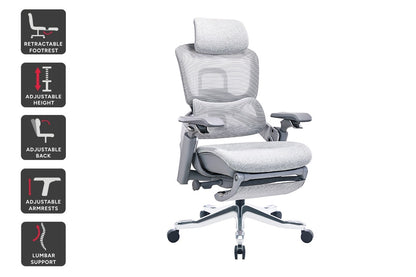 Ergolux Elite Ergonomic Foam Office Chair with Footrest (Grey)