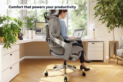 Ergolux Elite Ergonomic Foam Office Chair with Footrest (Grey)