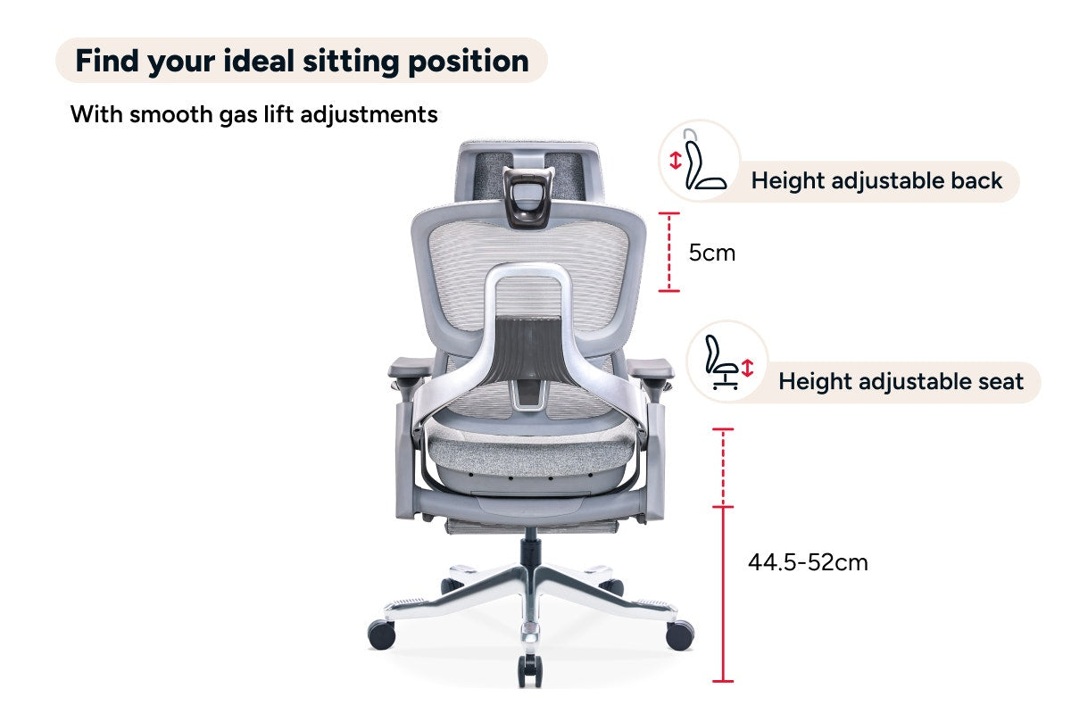 Ergolux Elite Ergonomic Foam Office Chair with Footrest (Grey)