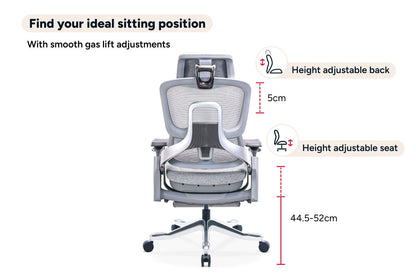 Ergolux Elite Ergonomic Foam Office Chair with Footrest (Grey)