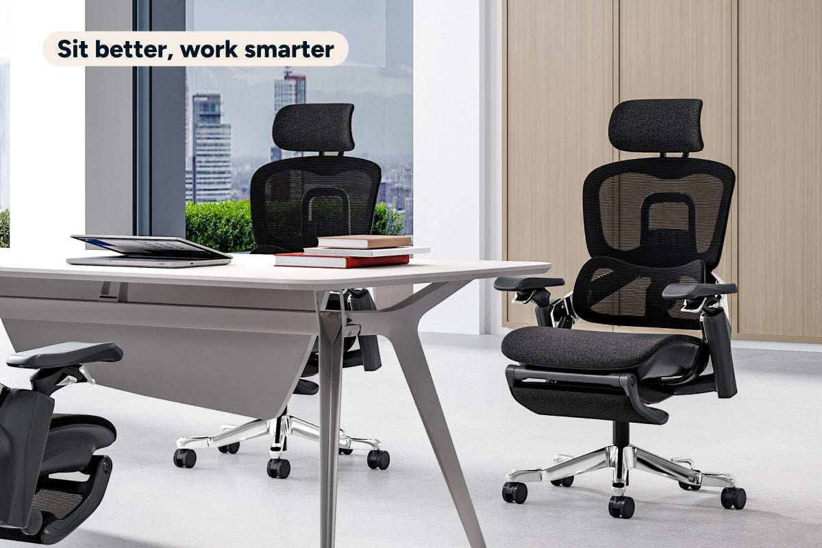 Ergolux Elite Ergonomic Mesh Office Chair with Footrest (Black)