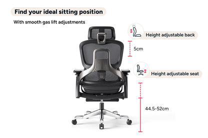 Ergolux Elite Ergonomic Mesh Office Chair with Footrest (Black)