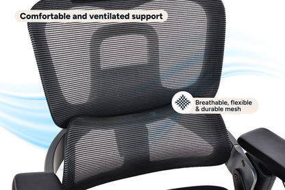 Ergolux Elite Ergonomic Mesh Office Chair with Footrest (Black)