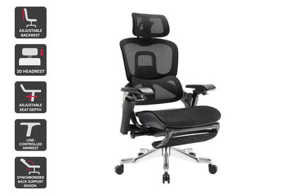 Ergolux Elite Ergonomic Office Chair with Footrest (Black)