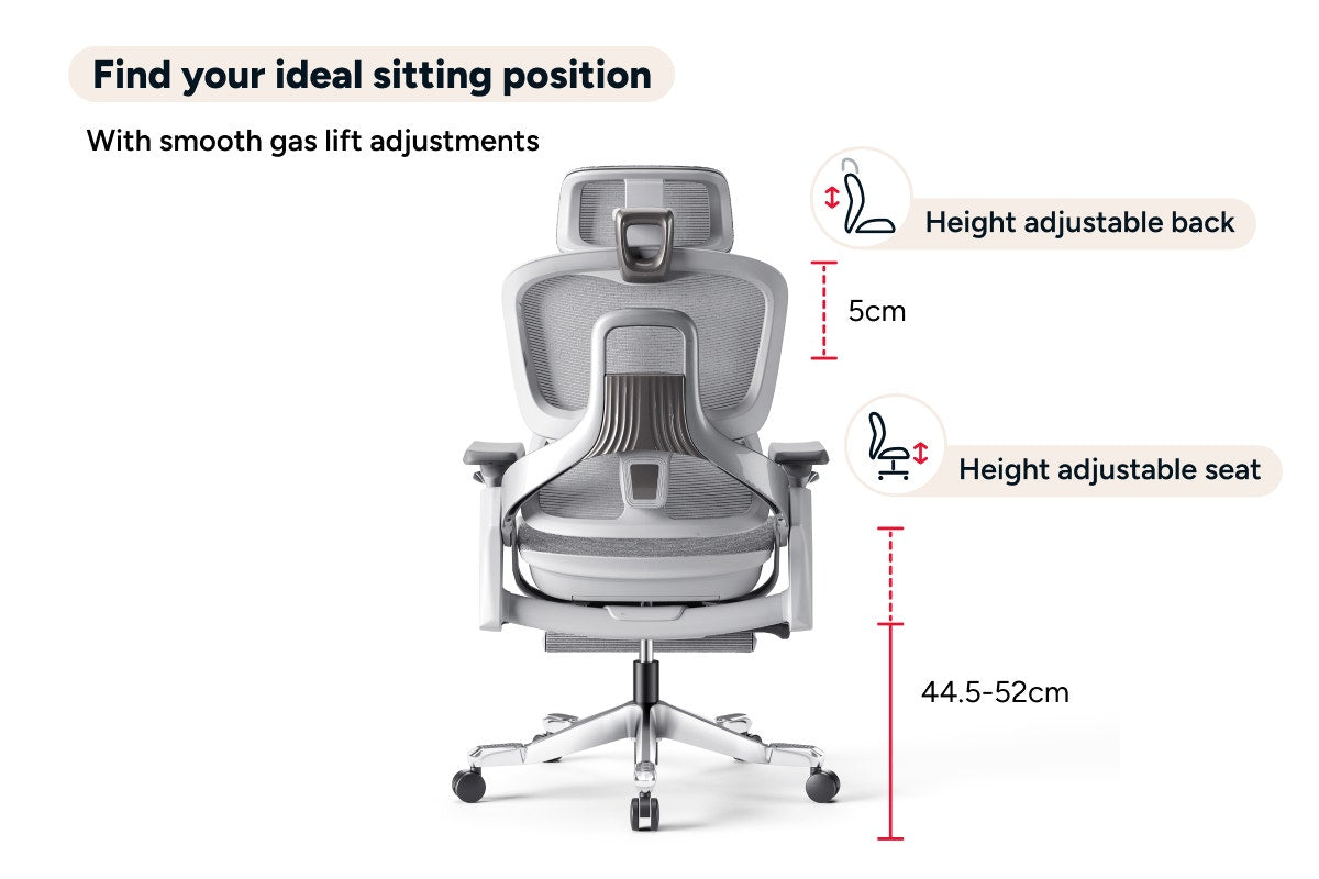 Ergolux Elite Ergonomic Mesh Office Chair with Footrest (Grey)