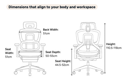 Ergolux Elite Ergonomic Mesh Office Chair with Footrest (Grey)