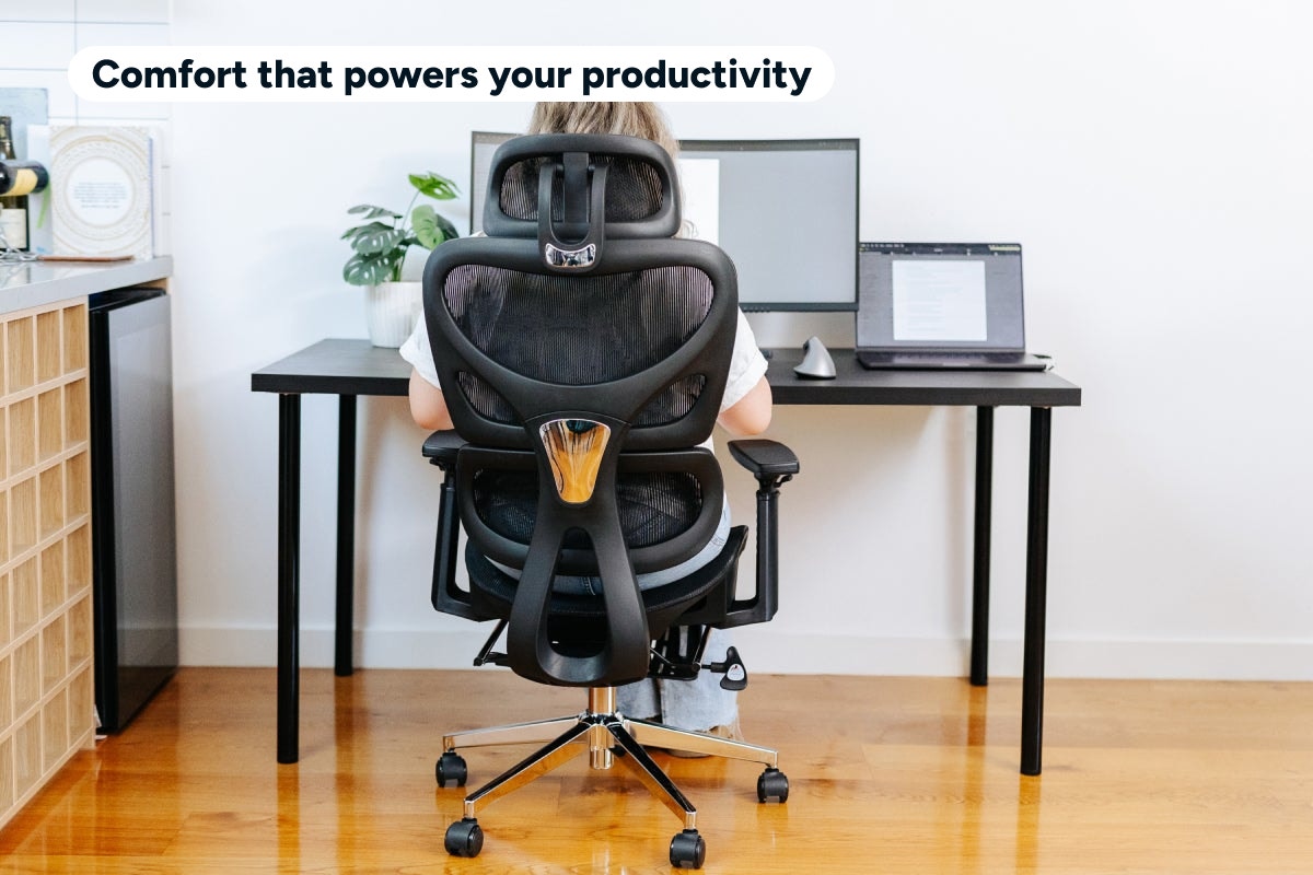 Ergolux EZ11 Ergonomic Mesh Office Chair with Footrest (Black)