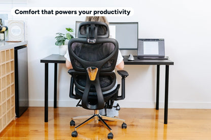 Ergolux EZ11 Ergonomic Mesh Office Chair with Footrest (Black)
