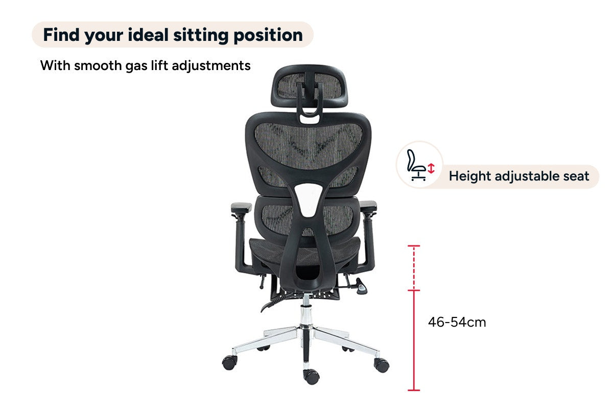 Ergolux EZ11 Ergonomic Mesh Office Chair with Footrest (Black)