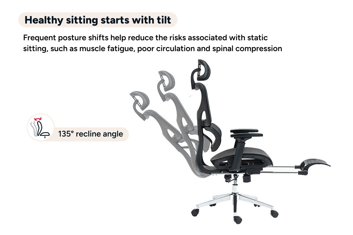 Ergolux EZ11 Ergonomic Mesh Office Chair with Footrest (Black)