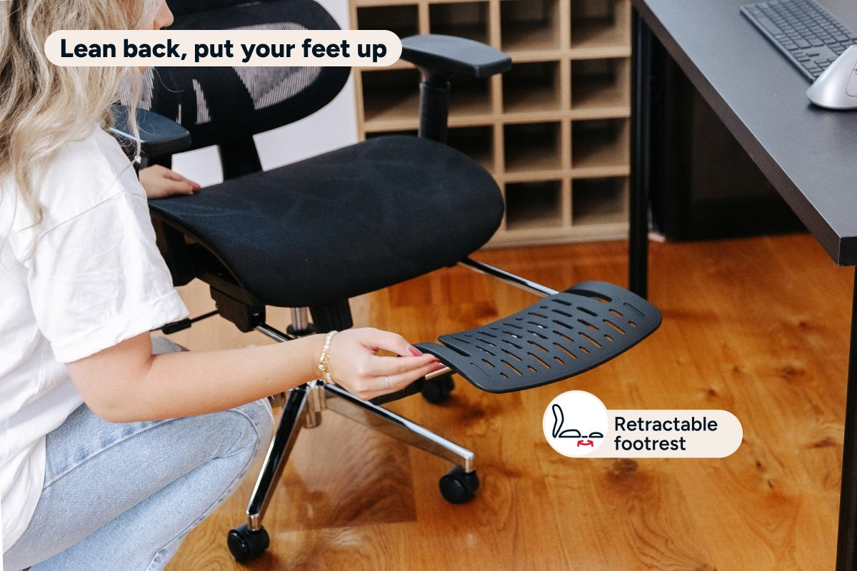 Ergolux EZ11 Ergonomic Mesh Office Chair with Footrest (Black)