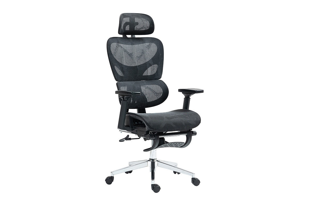 Ergolux EZ11 Ergonomic Mesh Office Chair with Footrest (Black)