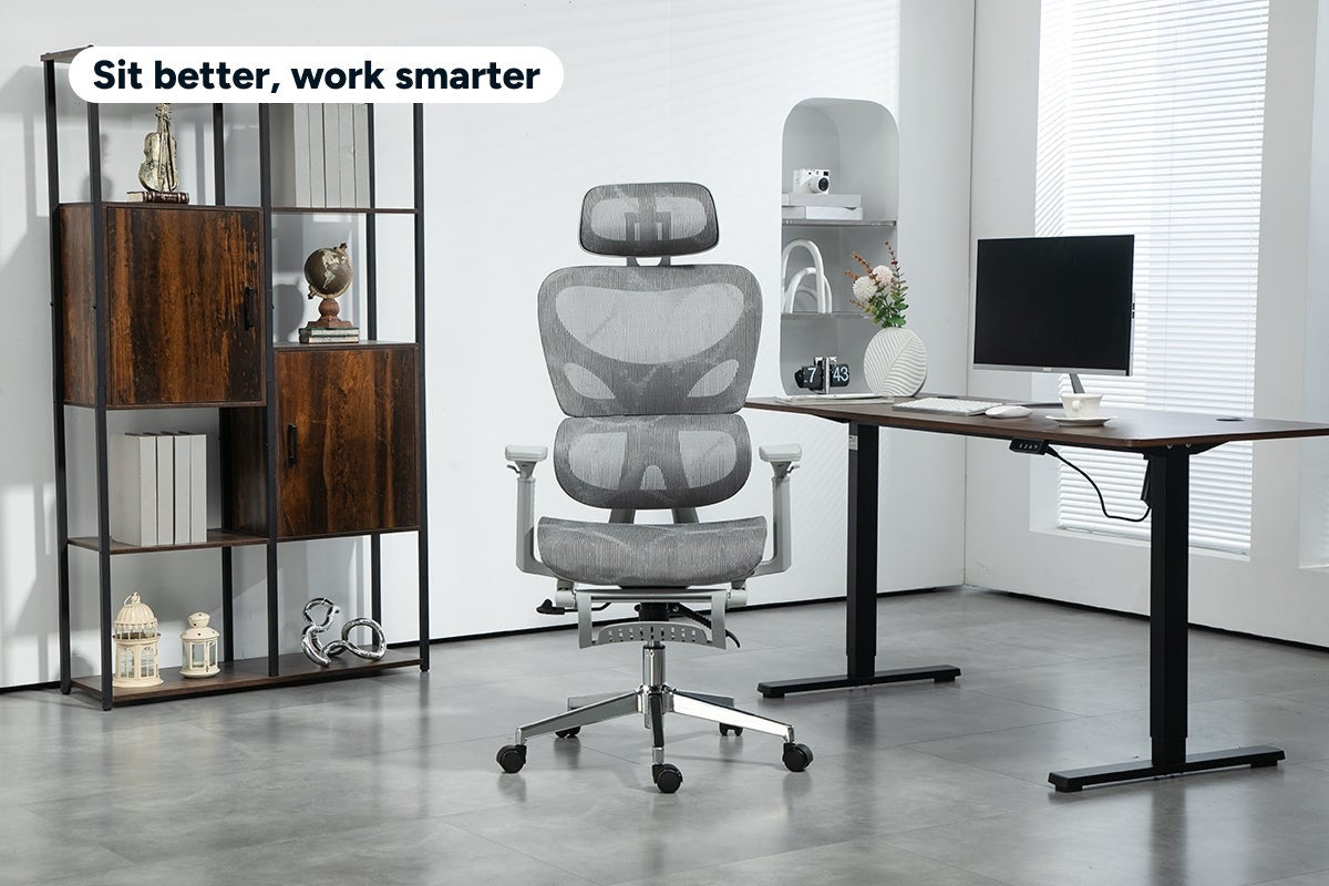 Ergolux EZ11 Ergonomic Office Chair with Footrest (Grey)