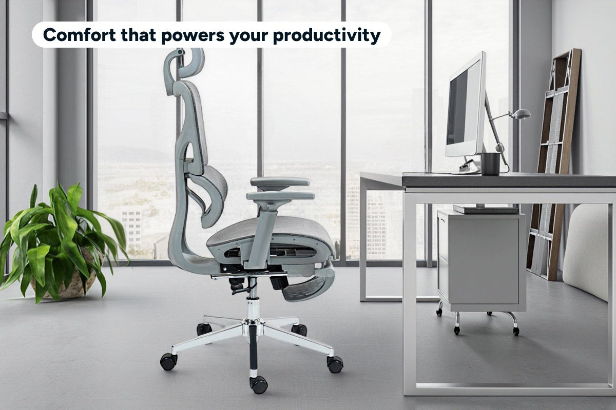Ergolux EZ11 Ergonomic Office Chair with Footrest (Grey)