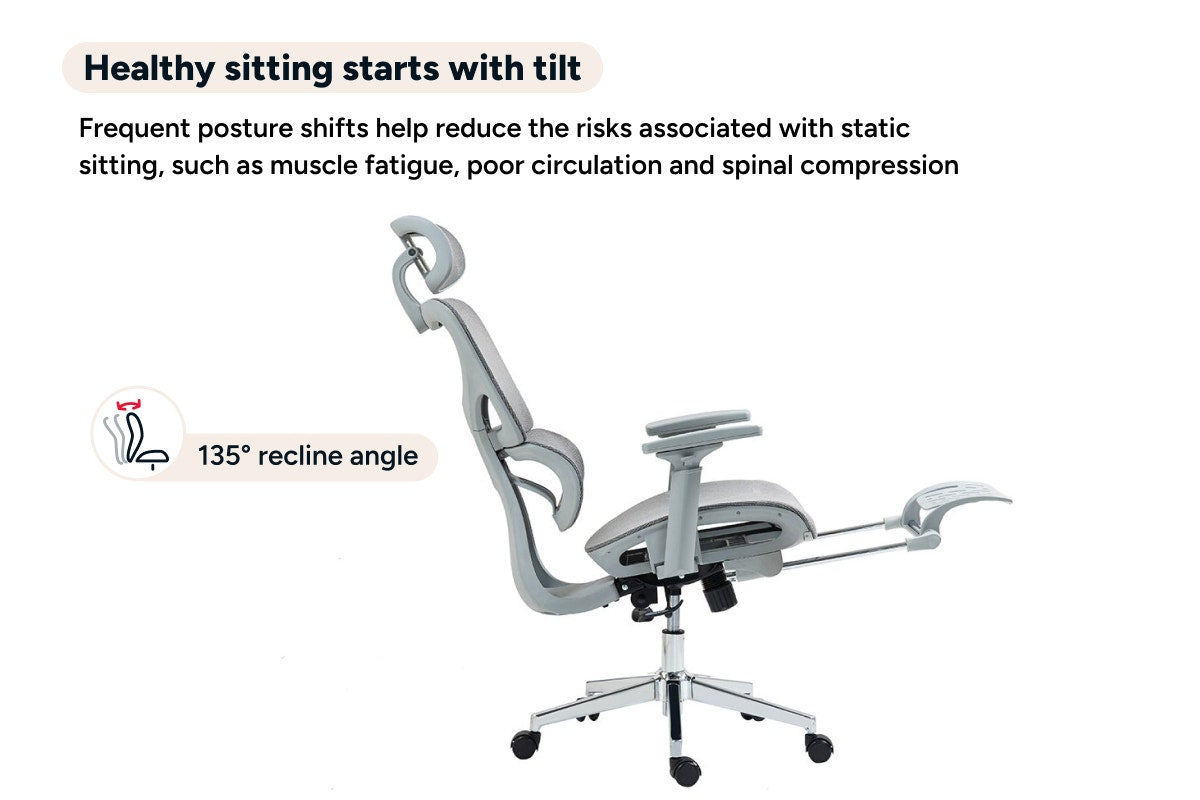 Ergolux EZ11 Ergonomic Office Chair with Footrest (Grey)