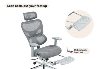 Ergolux EZ11 Ergonomic Office Chair with Footrest (Grey)