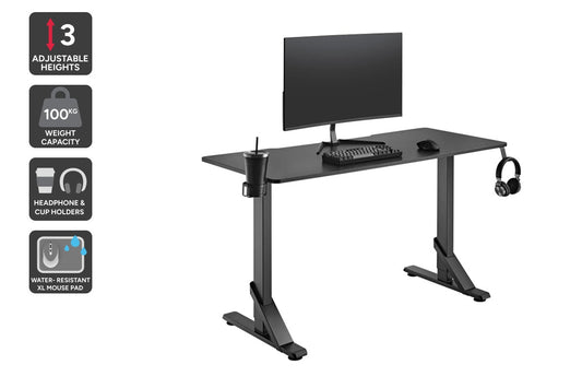 Ergolux Heavy Duty Height Adjustable Desk 136cm x 60cm (Black)