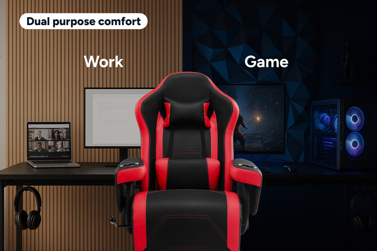 Ergolux Hotshot Recliner Gaming Office Chair (Black/Red)