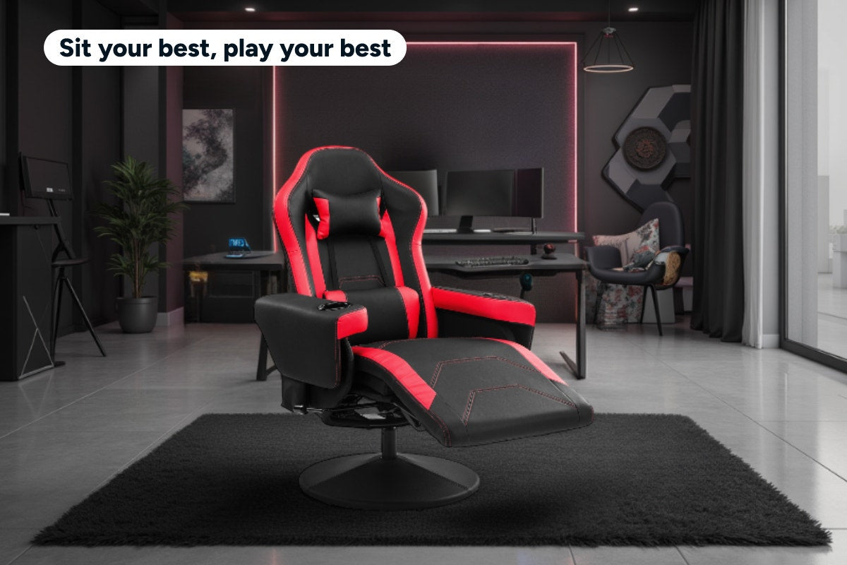 Ergolux Hotshot Recliner Gaming Office Chair (Black/Red)