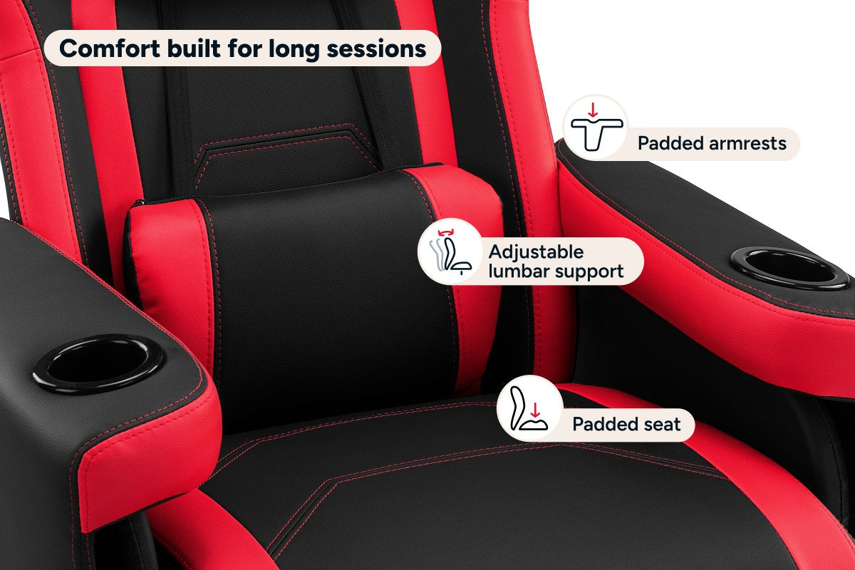 Ergolux Hotshot Recliner Gaming Office Chair (Black/Red)