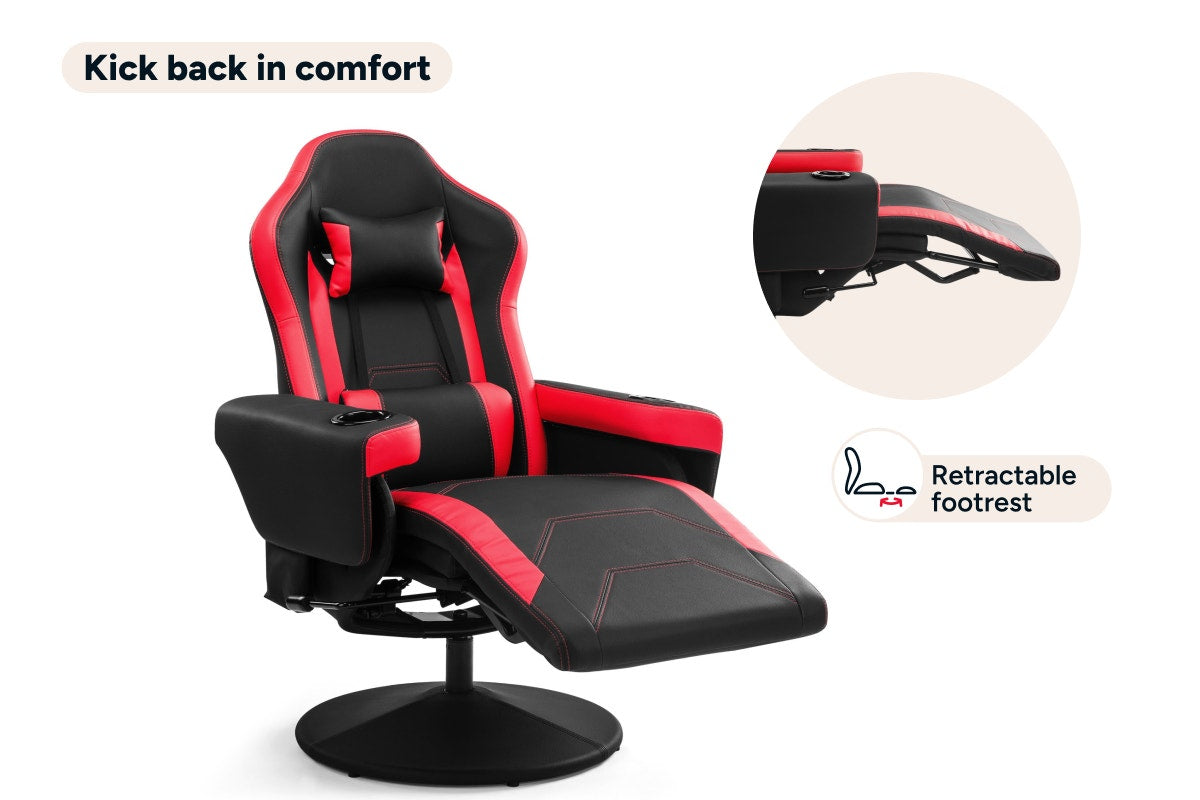 Ergolux Hotshot Recliner Gaming Office Chair (Black/Red)