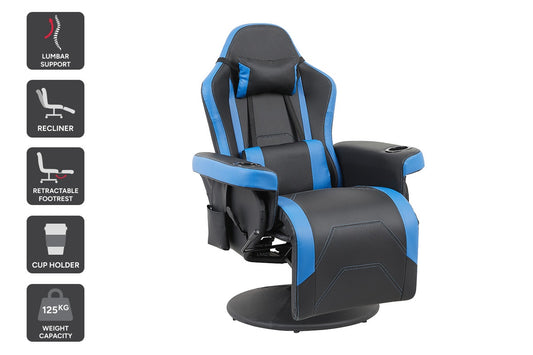 Ergolux Hotshot Recliner Gaming Office Chair (Black/Blue)