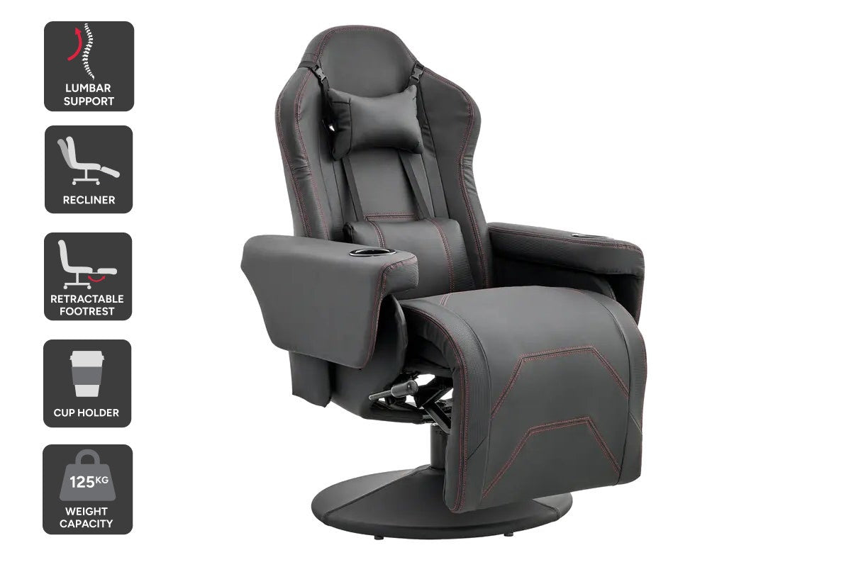 Ergolux Hotshot Recliner Gaming Office Chair (Black)