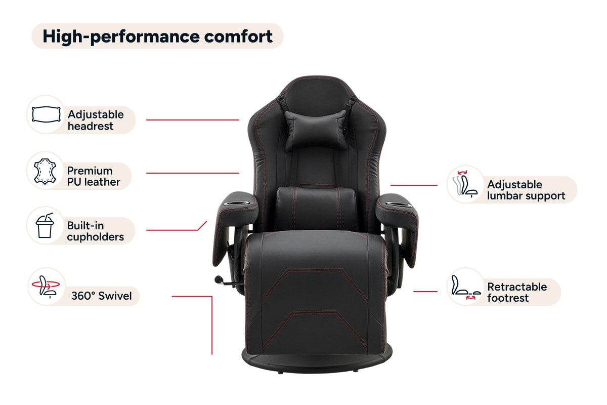 Ergolux Hotshot Recliner Gaming Office Chair (Black)