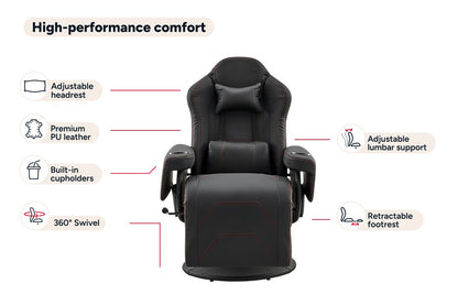 Ergolux Hotshot Recliner Gaming Office Chair (Black)