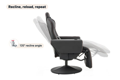 Ergolux Hotshot Recliner Gaming Office Chair (Black)