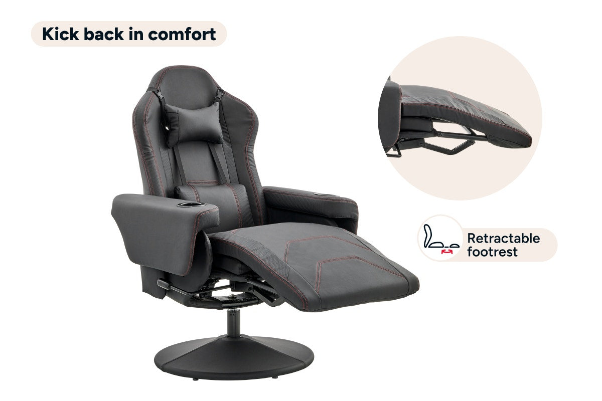 Ergolux Hotshot Recliner Gaming Office Chair (Black)