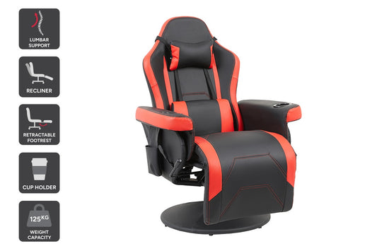 Ergolux Hotshot Recliner Gaming Office Chair (Black/Red)