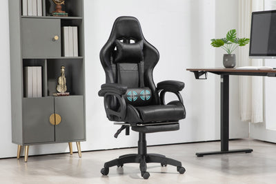 Ergolux Meta Massage Gaming Chair with Footrest - Black