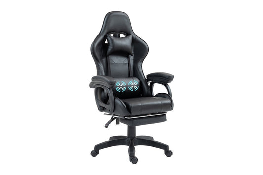 Ergolux Meta Massage Gaming Chair with Footrest (Black)