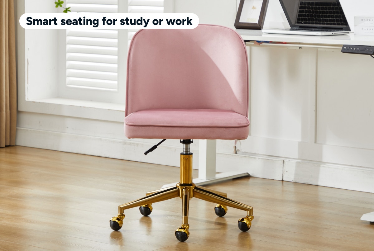 Ergolux Monty Velvet Office Chair (Blush)